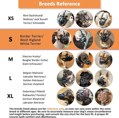 BARKLESS Dog Muzzle, Basket Muzzle for Biting, Chewing and Scavenging, Humane Cage Mouth Cover, Perfect for Grooming and Training Small Aggressive Reactive Dogs (S, Black)