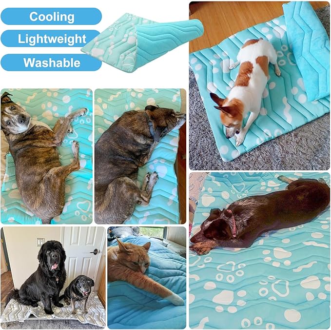 BEAUTYZOO Upgrade Dog Cooling Mat Extra Large, Reversible Self-Cooling Mat for Dogs, Thicken Pet Ice Cool Pad Blanket for Summer Kennel Sofa Bed Floor Car Seat, Machine Washable&amp;Foldable, 59"x40"