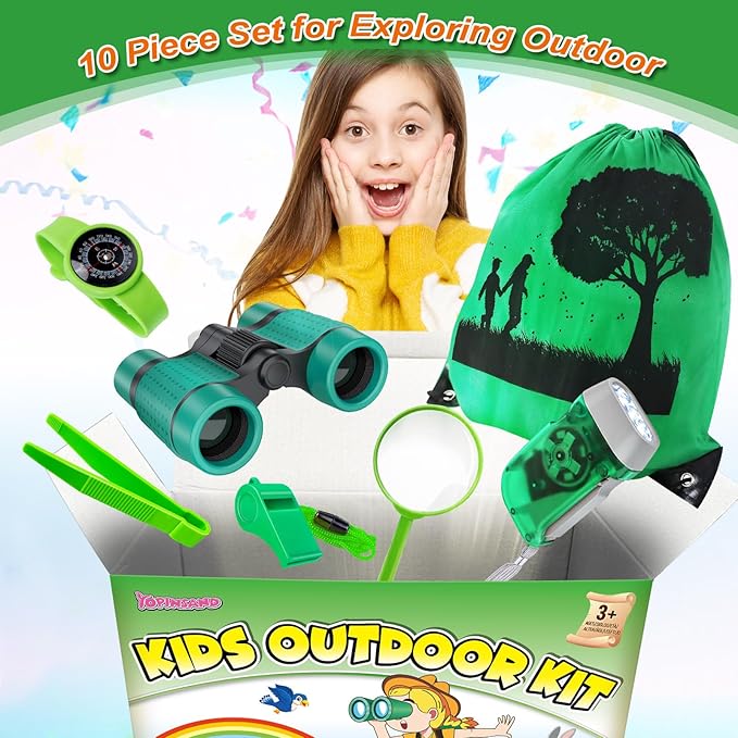 Kids Explorer Kit &amp; Bug Catcher Kit, Camping Gear for Kids, Outdoor Exploration Set with Backpack &amp; Binoculars, Ideal Outdoor Adventure Toys for Boys Girls 3-12