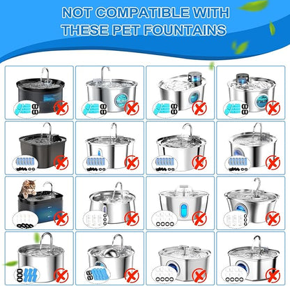 Cat Water Fountain Filters, 20Pack Cat Fountain Replacement Filters for Stainless Steel 108oz/3.2L&amp; 67oz/2L adjustable Water Flow Pet Water Fountain,Dog Water Fountain Filters（10 Filters&amp; 10 Sponges)