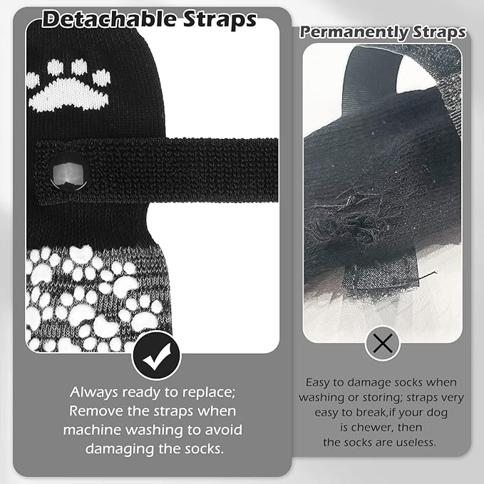 EXPAWLORER Anti Slip Dog Socks to Prevent Licking Paws, Shoes for Hot Pavement, Dog Booties for Small Medium Large Senior Dogs, Traction Control Boots &amp; Paw Protectors for Hardwood Floors Black&amp;Grey