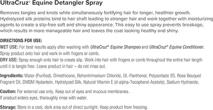 UltraCruz Equine Bright White Horse Shampoo &amp; Conditioner Bundle, 32 oz Each with 16 oz Detangler