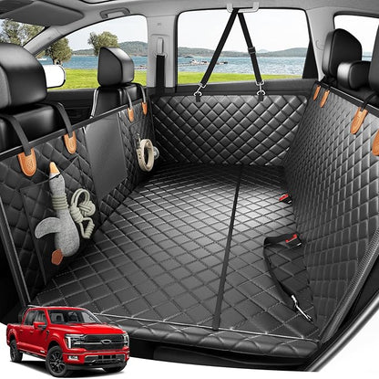 Zanch 2025 Upgraded Dog Car Seat Cover, 400 lbs Heavy Duty Hard Bottom, Waterproof &amp; Anti-Scratch Back Seat Protector, Nonslip Pet Hammock Extender for Large Trucks, SUVs, Vans, XL-Orange