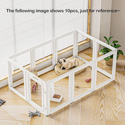 Clear Acrylic Dog Playpen Transparent Dog Playpen Indoor, Easy Assemble Clear Pet Pen for Puppy Bunny Cat Pig, Sturdy &amp; Easy Cleaning Plastic Dog Puppy Fence (23.6" H, 8PCS)