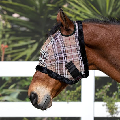 Kensington UV Fly Mask with Fleece Trim - Protective Mask with Dual Ear Opening &amp; Forelock Freedom - Large, Deluxe Black