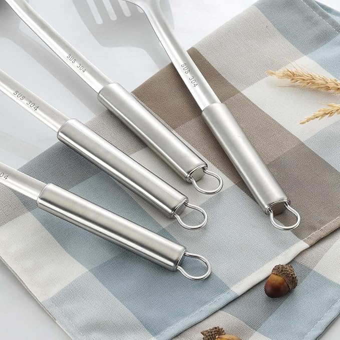 Pleafind 2-Pcs Solid &amp; Slotted Spatula Set, 304 Stainless Steel Spatula, Metal Spatulas, Wok Utensils, Cooking Utensils, Wok Spatulas for Home, Kitchen and Restaurant, Dishwasher Safe