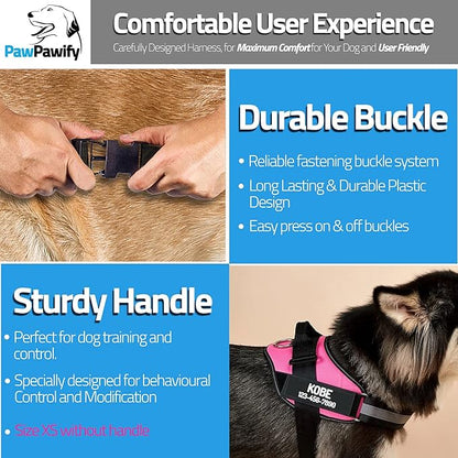 PawPawify Custom No Pull Dog Harness with Name and Phone Number, Heavy Duty Personalized Pet Vest to Prevent Tugging, Pulling, or Choking, Training and Walking (Purple, XL (60-85 LBS))