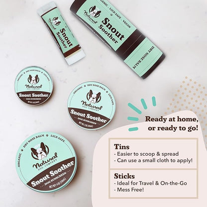 Natural Dog Company Snout Soother, Dog Nose Balm, Wax &amp; Cream for Dry, Cracked Noses, Heals &amp; Moisturizes with Shea Butter &amp; Coconut Oil, Lick-Safe Nose Butter, Made in USA, 0.15 oz. Stick