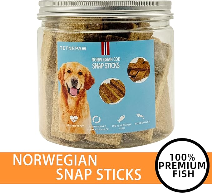 Dog Fish Treats Cod Made with Premium Natural Norwegian 100% Real Cod Fish Bones &amp; Meat Healthy Crunchy Biscuits for Dogs High Protein Grain-Free All-Natural Pet Snack