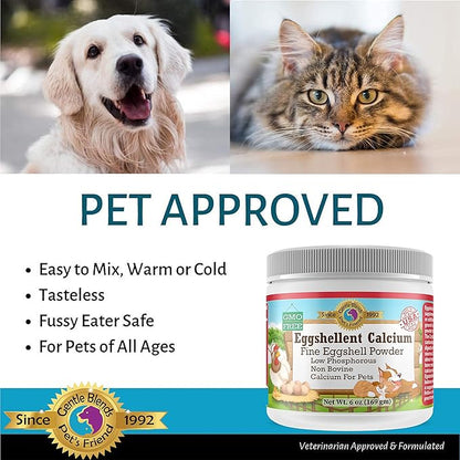 Calcium for Dogs and Cats - Fine Eggshell Powder - Strong Hip &amp; Joint Supplement for Dogs and Cats- Dietary Supplement - No Additives - Pet&