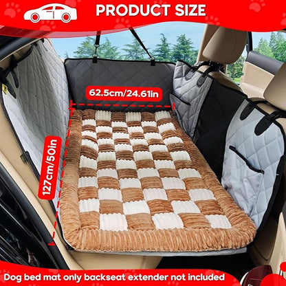 Dog Car Bed Mat, Non-Slip Backseat Extender Pet Blanket, Plaid Dog Bed for SUVs, Sedans &amp; Trucks, Chew-Resistant Travel Pad for Dogs, Easy Clean &amp; Scratch-Proof &amp; Comfort (50"x24.6")