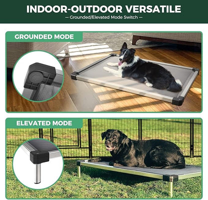 FXW TitanNest Chew-Proof Elevated Dog Bed, Raised Cot for Indoor/Outdoor/Camping Use, Durable &amp; Washable Padded Pet Bed for Extra-Small Dogs, 30.0" L x 22.0" W x 4.5" H, Gray