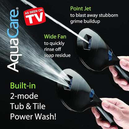 Hotel Spa AquaCare As-Seen-On-TV High Pressure 48-setting Rain &amp; Handheld 3-way Shower Head Combo - Anti-clog Nozzles/Tub, Tile &amp; Pet Power Wash/Extra Long 6 ft. Hose/Matte Black Finish