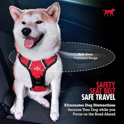 Tuff Pupper Dog Seat Belt | Adjustable Length Dog Seatbelt Restraint | Tangle-Free Locking Carabiner | Shock-Absorbing Bungee | Reflective Stitching for Visibility | Universal Fit for Cars &amp; Trucks