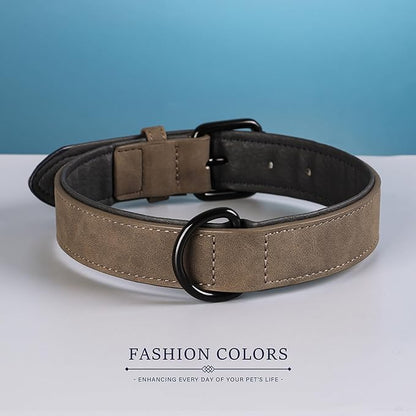 Didog Soft Padded PU Leather Dog Collar, Breathable and Adjustable Dog Collars for Small Dogs, Comfortable for Daily Walk, Brown, M Fit Neck 12-15"(13-22 lbs)