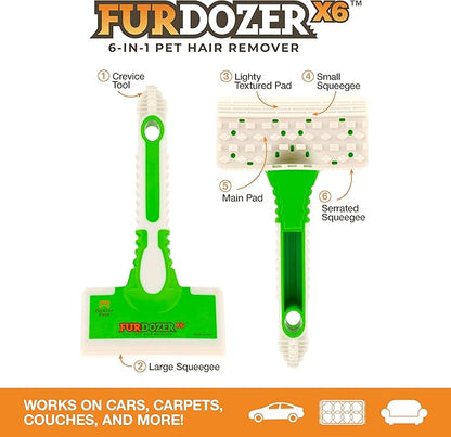FurDozer X6 &amp; X3 Pet Hair Remover &amp; Auto Detailing Tool Bundle - Cat &amp; Dog Hair Remover for Carpets, Car Interiors, Couches, Bedding, &amp; Furniture - Reusable Pet Hair Removal Tool for Fur &amp; Lint