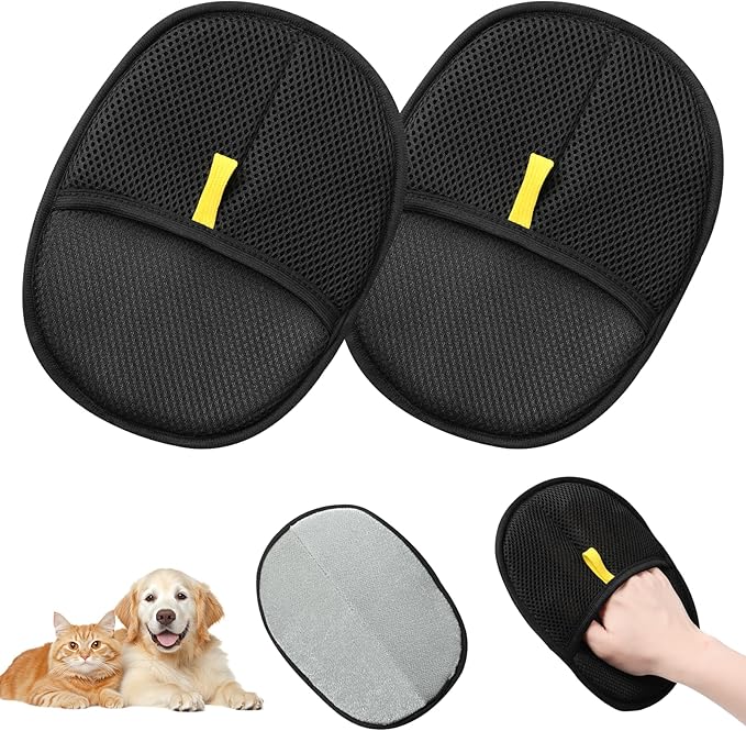 Pet Hair Removal Glove,Electrostatic Efficient Grooming Gloves for Pet Hair,Cat Grooming Gloves,Upgraded Animal Fur Removal Tool,Reusable Cat &amp; Dog Hair Remover for Couch,Carpet,Curtain（2PCS)