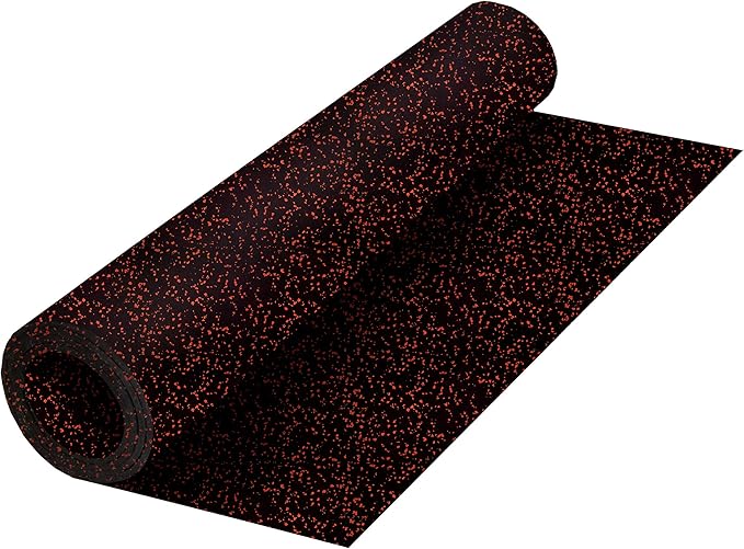 Playsafer Genaflex Rubber Gym Floor Mat, Heavy Duty Commercial Protective Gym Flooring Roll - 8mm Thick (10% Red, 4&