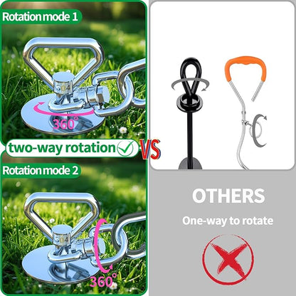 Dog Tie Out Cable and Stake,with 45FT Heavy Duty Cable,360° Swivel Dog Run Stake-No Tangle-Runner for Yard-Suitable for Large Dogs Up to 150 lbs-for Outdoor Camping
