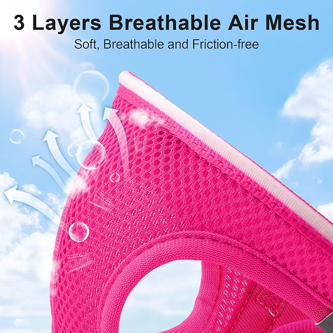 Light Up Dog Harness,Rechargeable LED Dog Harness for Small Medium Large Dogs,Reflective Lighted Safety Vest for Night Walking &amp; Camping,Lightweight &amp; Adjustable,Pink,M