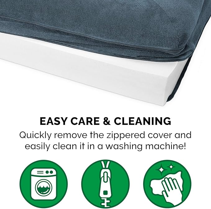 Furhaven Orthopedic Dog Bed for Large Dogs w/ Removable Bolsters &amp; Washable Cover, For Dogs Up to 125 lbs - Sherpa &amp; Chenille Sofa - Orion Blue, Jumbo Plus/XXL