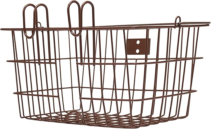 Retrospec Apollo-Lite Lift-Off Bike Basket - Detachable Steel Handlebar Basket with Carrying Handle for Commuting, Shopping &amp; Beach Trips - 14.5in x 9.5in Weather-Resistant Biking Gear