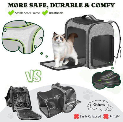 Pawtners Dog Backpack Carrier Large Pet Carrier Backpack for Kitten Small Dogs Puppies &amp; Large Cats Up to 18 Lbs, Breathable Dog Backpack with Anti-Scratch Mesh, Ventilated Design, Perfect for Travel