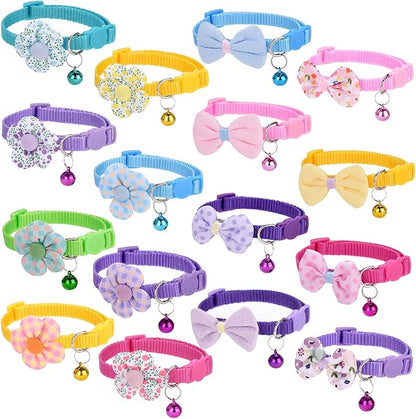 16 PCS Cute Cat Collars Breakaway with Bell for Boy Cats and Girl Cats Gifts (
