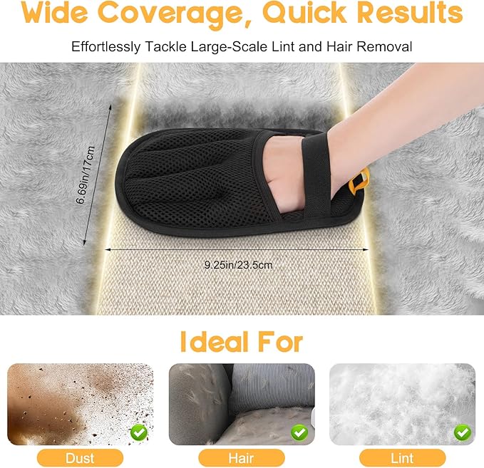 Pet Hair Remover, 2025 Upgrated Five-Finger Electrostatic Pet Hair Removal Gloves, Cat &amp; Dog Hair Remover for Couch, Furniture,Clothing, Animal Fur Removal Tool, Cat Grooming Gloves-1PCS