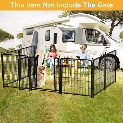 Doorless 48 in(H) Decorative Garden Fence and Borders, 12 Panels Total 26.6 Ft(L), Outdoor Dog Fence, Fencing for Garden Beds, Dog Play Pen Outdoor, Flower Bed Fencing, Black