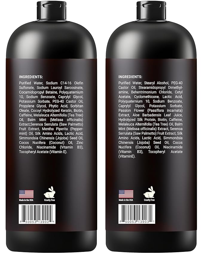 Biotin Shampoo and Conditioner Set with Keratin - Sulfate-Free Advanced Anti-Thinning, Hair Growth Shampoo and Conditioner Combo Repair Formula - with DHT Blockers, for Men &amp; Women - 16 fl oz each