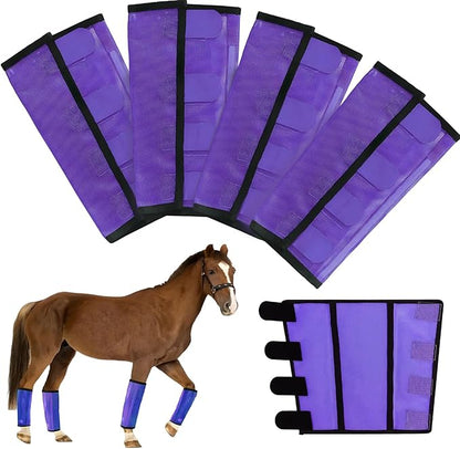Mesh Horse Fly Boots Set of 4，Adjustable and Universal Loose Fitting &amp; Non-Slip Horse Fly Leggings for Horses,Reduce Stressful Stomping (Purple)
