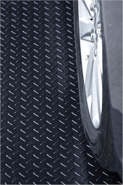 RESILIA Heavy Duty Garage Floor Runner &amp; Protector Mat - Slip Resistant Diamond Plate PVC Mats - Water, Spill, &amp; Stain Resistant, Black (4 feet x 20 feet), Made in The USA