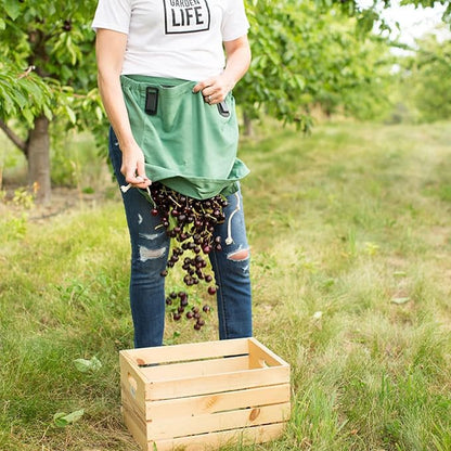 Roo Gardening Apron with Pockets &amp; Harvesting, Picking Pouch - Adjustable, Water-resistant, Washable Canvas Cotton