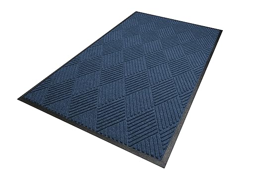 M + A Matting WaterHog Diamond | Commercial-Grade Entrance Mat with Rubber Border – Indoor/Outdoor, Quick Drying, Stain Resistant Door Mat (Navy, 12.2&