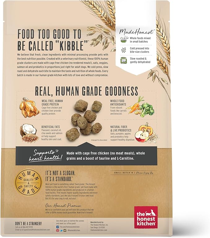 The Honest Kitchen Whole Food Clusters Whole Grain Chicken &amp; Oat Dry Dog Food, 5 lb Bag