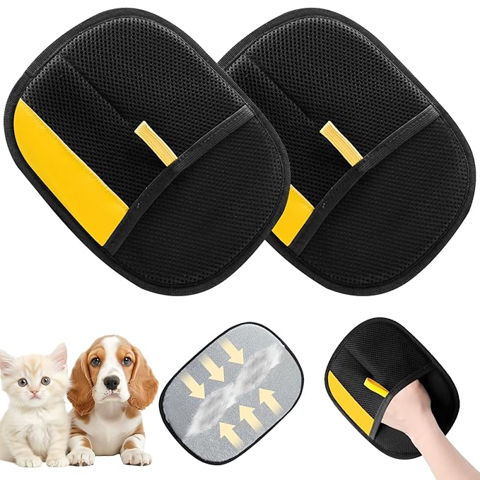 2PCS Pet Hair Remover Gloves, Electrostatic Pet Hair Removal Gloves for Cats &amp; Dogs, Reusable Double Sided Pet Hair Remover,Versatile Grooming Gloves for Washing, Deshedding, Grooming