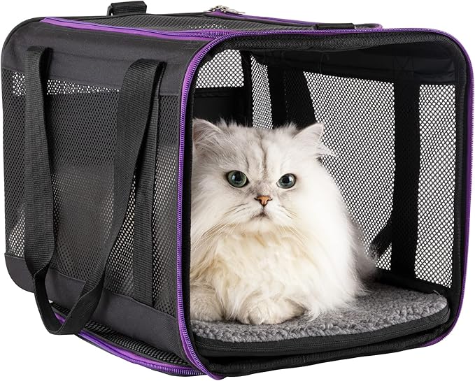 petisfam Soft Pet Carrier for Large and Medium Cats, 2 Kitties, Small Dogs. Easy to Get Cat in, Great for Cats That Don&