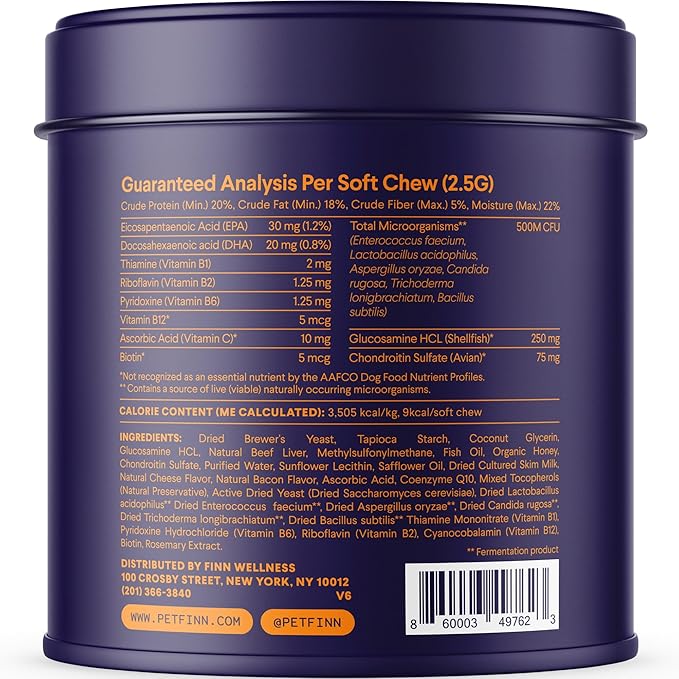 Finn All-in-1 Multivitamin for Dogs - Daily Multi with Probiotics, Omegas &amp; Nutrients to Support Everyday Wellness - 90 Soft Chews