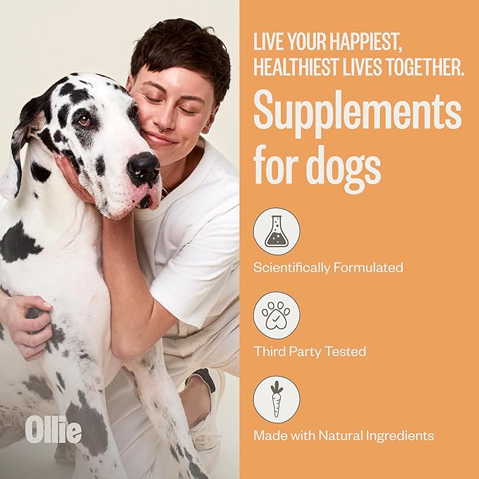 Ollie Dog Skin &amp; Coat Supplement, Soothes Irritated Skin, Promotes Healthy &amp; Shiny Fur &amp; Coat, 60 Count Appx.