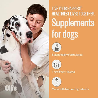 Ollie Dog Skin &amp; Coat Supplement, Soothes Irritated Skin, Promotes Healthy &amp; Shiny Fur &amp; Coat, 60 Count Appx.