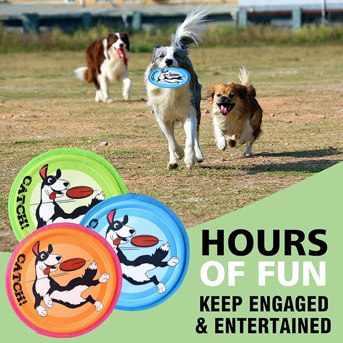 Dog Flying Disc, 3 Pack Dogs Flyer Toys, Lightweight Flying Disc Dog Fetch Toy for Small, Large Dogs &amp; Puppies - Floats in Water &amp; Safe on Teeth