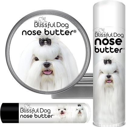 The Blissful Dog Maltese Nose Butter for Dry, Cracked Skin, Lick-Safe Dog Nose Balm with Moisturizing Shea Butter, Almond, Olive, and Essential Oils, Pet Supplies, Uncented, 0.15 oz.