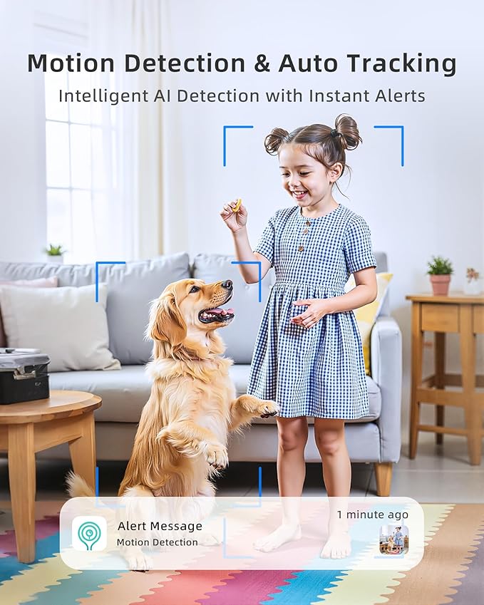 Indoor Camera 5G WiFi Pan &amp; Tilt 2.5K 4MP Compatible up to 256GB SD Card (Not Included) - Security Camera Indoor, Plug-in Puppy/Pet Camera with Speaker/Phone App for Room, Motion Tracking