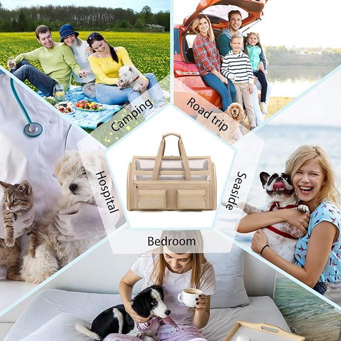 Cat Carrier Bag,Soft Sided Ventilated Pet Carrier for Small Dog Airline Approved Travel Puppy Carrier with Breathable Mesh, Foldable Portable for Outdoor Car
