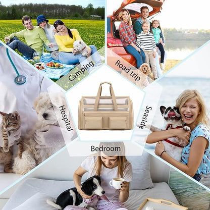 Cat Carrier Bag,Soft Sided Ventilated Pet Carrier for Small Dog Airline Approved Travel Puppy Carrier with Breathable Mesh, Foldable Portable for Outdoor Car