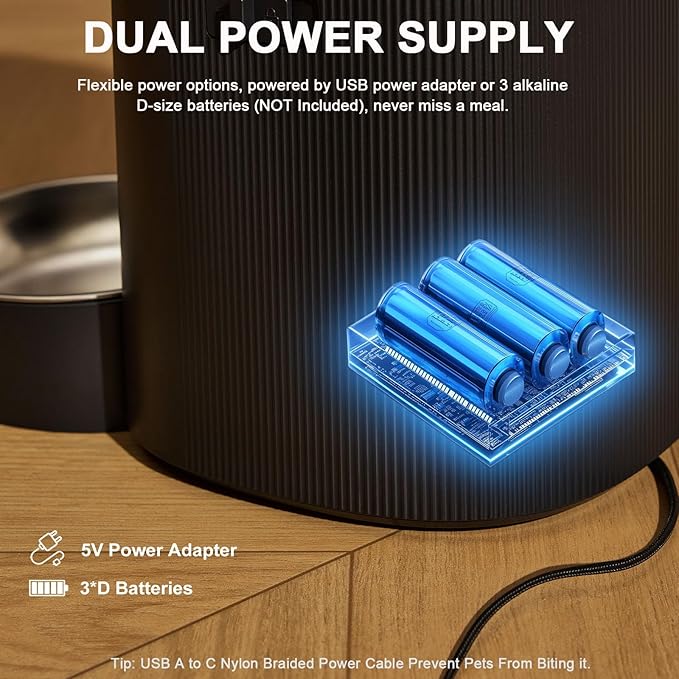 Automatic Cat Feeder with Camera &amp; Voice Interaction, WiFi/App Control, 4L Dry Food Dispenser for Cats &amp; Dogs with Freshness Preservation, Custom Feeding Times &amp; Portions, Dual Power
