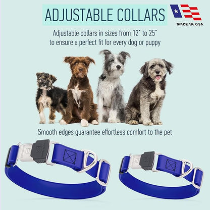 Dogline Biothane Waterproof Dog Collar with Herm Sprenger Black Stainless Steel Quick Release Buckle – Heavy Duty Tactical Durable Collar for Dogs – Comfortable and Safe Pet Collar, W 3/4" L 12-19"