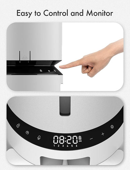 PETLIBRO Automatic Cat Food Dispenser for 2 Pets 5L Auto Dog Feeder Dry Food Dispenser with Splitter &amp; 2 Stainless Bowls, 10s Meal Call and Timer Setting 50 Portions 6 Meals Per Day, Dual Tray Feeder