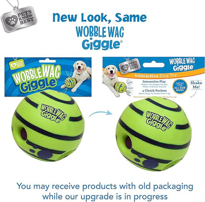 Wobble Wag Giggle Ball | Rolling Enrichment Toy for Fun Playtime, Interactive Play for Indoor or Outdoor, Keeps Dogs &amp; Puppies Large, Medium or Small Busy &amp; Moving, As Seen on TV | Pack of 1